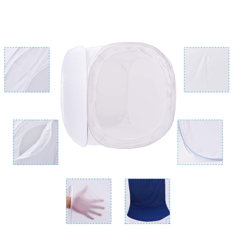 Ruittos Bestshoot 24" Portable Photo Studio Shooting Tent Light Box Cube Diffusion Softbox Tent with 4 Colors Backdrops (Red Dark Blue Black White) for Table Top Indoor Outdoor Photography - Image 2